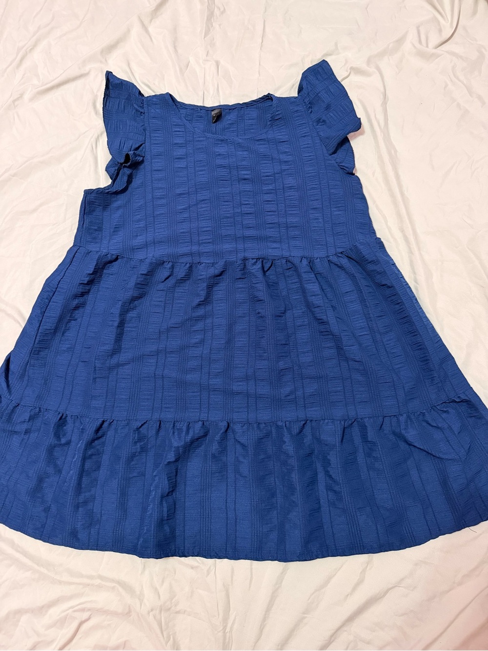 Women's Blue Tiered Flutter Sleeve Casual Dress size 1XL